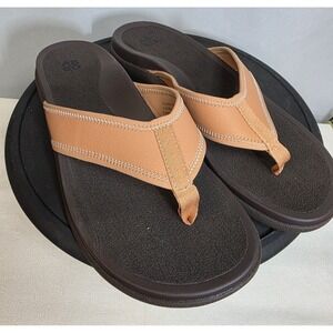 NIB Abeo Womens Laguna Thong Sandal 11 Neut Sandstone Leather Walking Staple
